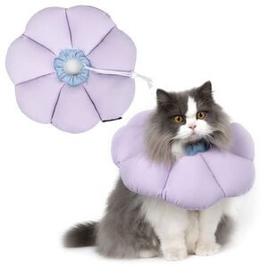 HiDream Cat Cone Collar, Cute Elizabethan Style, Purple Flower